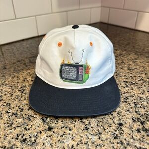 Volcom Black Burning TV Strapback Hat One Size Adjustable White